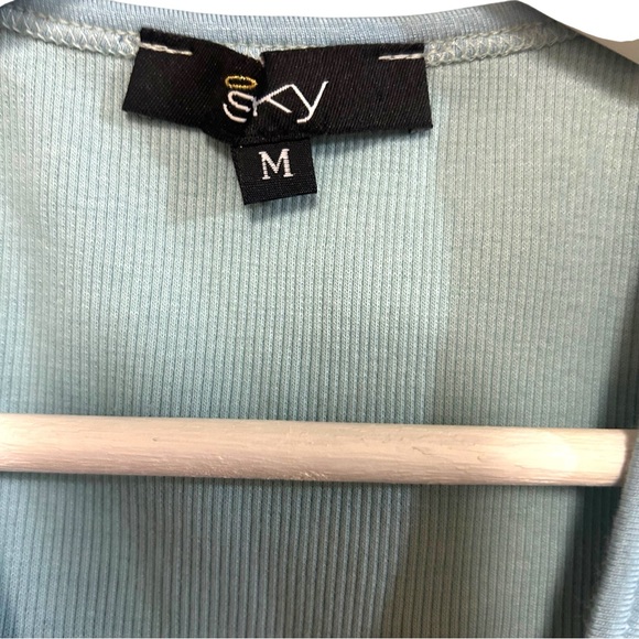 Y2K Sky ribbed tank embellished jewel bedazzle chain fringe front vintage indie - Picture 4 of 11